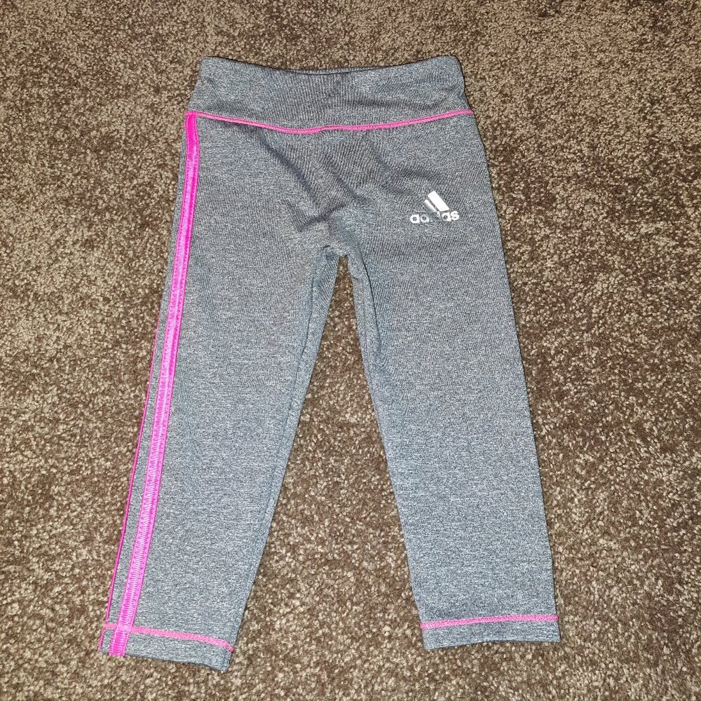 Adidas Pink and Gray Striped Baby Girl 12 month Leggings